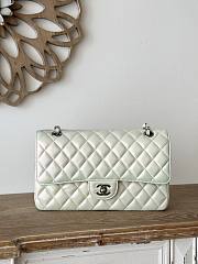 Chanel Classic Pearlescent White Caviar Silver Hardware Bag - 15.5×25.5×6.5cm - 3