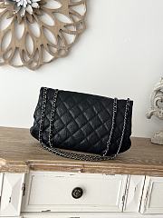 Chanel Elastic Flap Bag Quilted Glazed Caviar Black - 30×18×4cm - 3