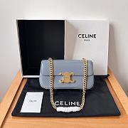 Celine Chain Shoulder Bag Claude In Shiny Calfskin Blue Gray - 20.5x11.5x4cm - 1