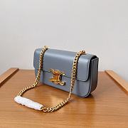 Celine Chain Shoulder Bag Claude In Shiny Calfskin Blue Gray - 20.5x11.5x4cm - 5