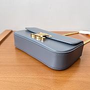 Celine Chain Shoulder Bag Claude In Shiny Calfskin Blue Gray - 20.5x11.5x4cm - 4