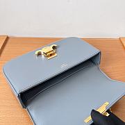 Celine Chain Shoulder Bag Claude In Shiny Calfskin Blue Gray - 20.5x11.5x4cm - 2