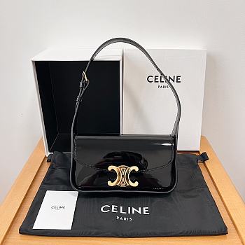 Celine Shoulder Bag Terence In Patent Calfskin Black - 20.5x11.5x4cm