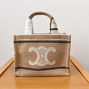 Celine Small Cabas Thais In Striped Textile With Triomphe Beige Black - 25.5x18.5x12cm - 1