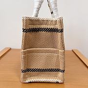 Celine Small Cabas Thais In Striped Textile With Triomphe Beige Black - 25.5x18.5x12cm - 3