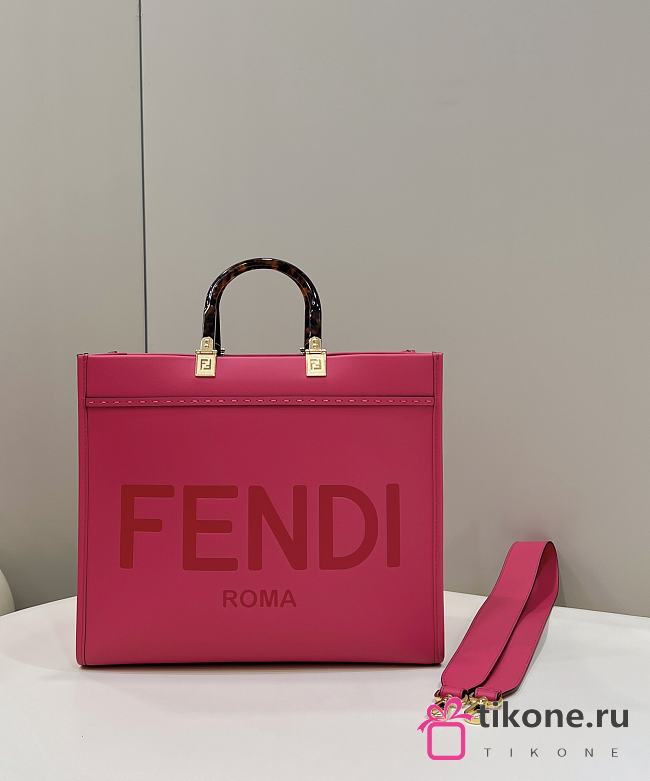 Fendi Sunshine Medium Hot Pink Calf Leather Bag - 35x31x17cm - 1