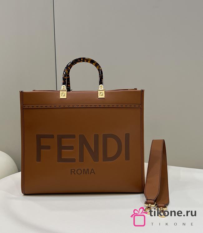 Fendi Sunshine Medium Brown Calf Leather Bag - 35x31x17cm - 1