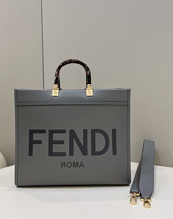 Fendi Sunshine Medium Gray Calf Leather Bag - 35x31x17cm