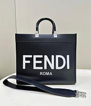 Fendi Sunshine Medium Black White Calf Leather Bag - 35x31x17cm - 1