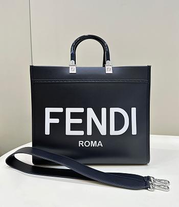 Fendi Sunshine Medium Black White Calf Leather Bag - 35x31x17cm