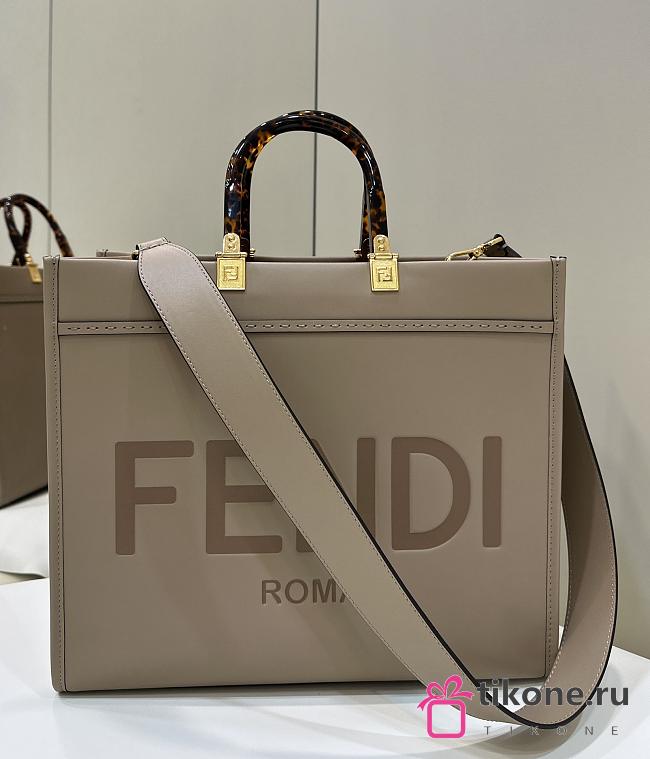 Fendi Sunshine Medium Dove Gray Calf Leather Bag - 35x31x17cm - 1