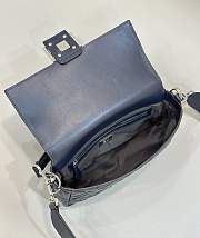 Fendi Baguette Navy Blue Nappa Leather Bag - 27x15x6cm - 4