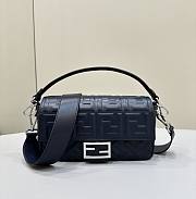 Fendi Baguette Navy Blue Nappa Leather Bag - 27x15x6cm - 1