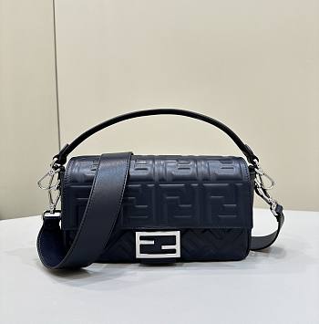 Fendi Baguette Navy Blue Nappa Leather Bag - 27x15x6cm