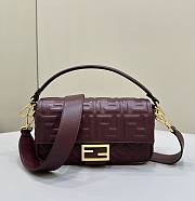 Fendi Baguette Burgundy Nappa Leather Bag - 27x15x6cm - 1