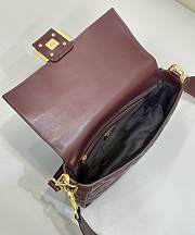 Fendi Baguette Burgundy Nappa Leather Bag - 27x15x6cm - 5