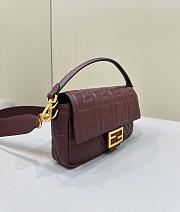 Fendi Baguette Burgundy Nappa Leather Bag - 27x15x6cm - 4