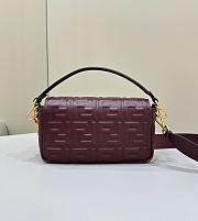 Fendi Baguette Burgundy Nappa Leather Bag - 27x15x6cm - 3