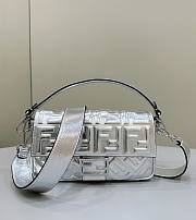 Fendi Baguette Silver Nappa Leather Bag - 27x15x6cm - 1