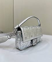 Fendi Baguette Silver Nappa Leather Bag - 27x15x6cm - 5