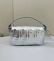 Fendi Baguette Silver Nappa Leather Bag - 27x15x6cm - 3