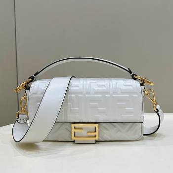 Fendi Baguette White Nappa Leather Bag - 27x15x6cm