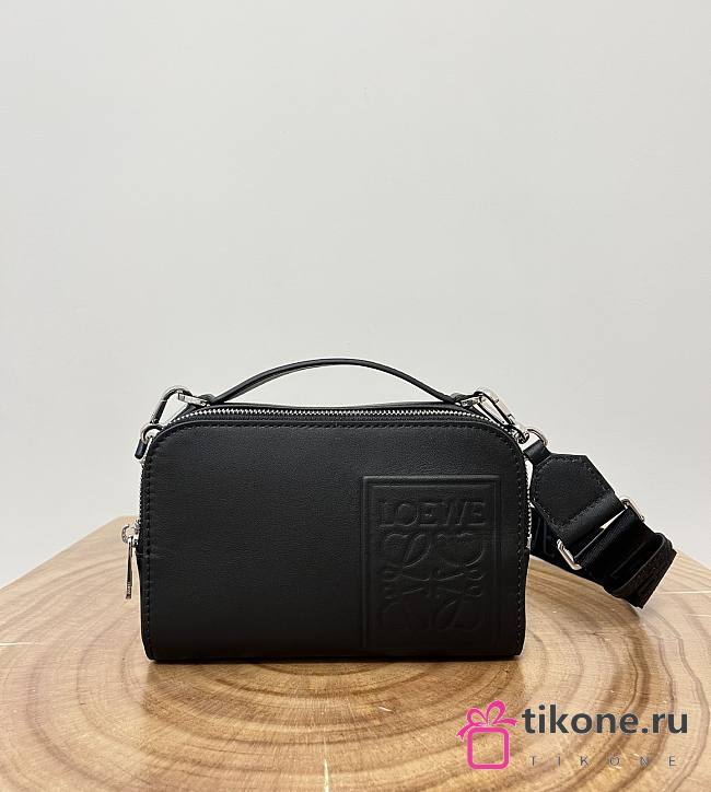 Loewe Mini Camera Crossbody Bag In Satin Calfskin Black - 18x13x8.5cm - 1