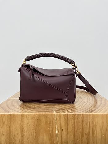 Loewe Small Puzzle Bag In Mellow Calfskin Burgundy - 24x10.5x16.5cm