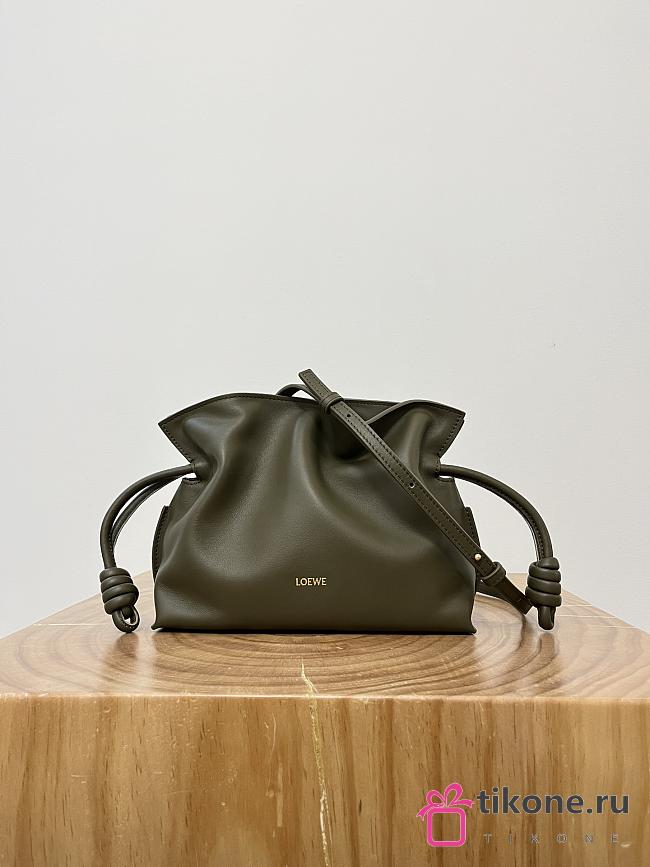 Loewe Mini Flamenco Clutch In Nappa Calfskin Dark Khaki Green - 23.9x18x9cm - 1