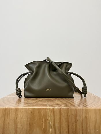 Loewe Mini Flamenco Clutch In Nappa Calfskin Dark Khaki Green - 23.9x18x9cm