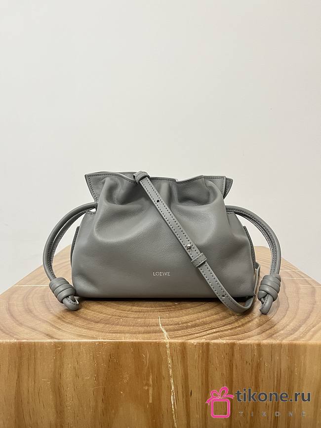 Loewe Mini Flamenco Clutch In Nappa Calfskin Gray - 23.9x18x9cm - 1