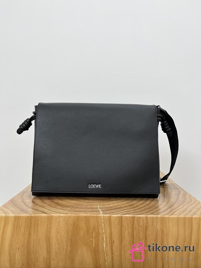 Loewe Flamenco Satchel In Shiny Supple Calfskin Black - 34x12x24cm - 1