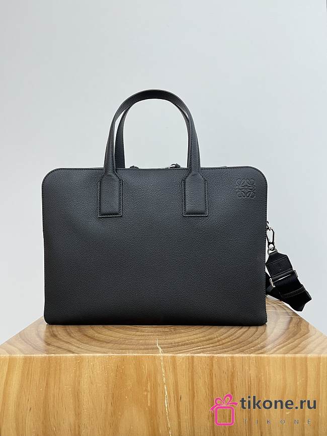 Loewe Goya Thin Briefcase In Soft Grained Calfskin Black - 38x27.5x7.5cm - 1