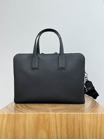 Loewe Goya Thin Briefcase In Soft Grained Calfskin Black - 38x27.5x7.5cm