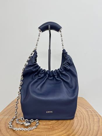 Loewe Small Squeeze Bag In Mellow Nappa Lambskin Navy Blue - 29x24x10.5cm