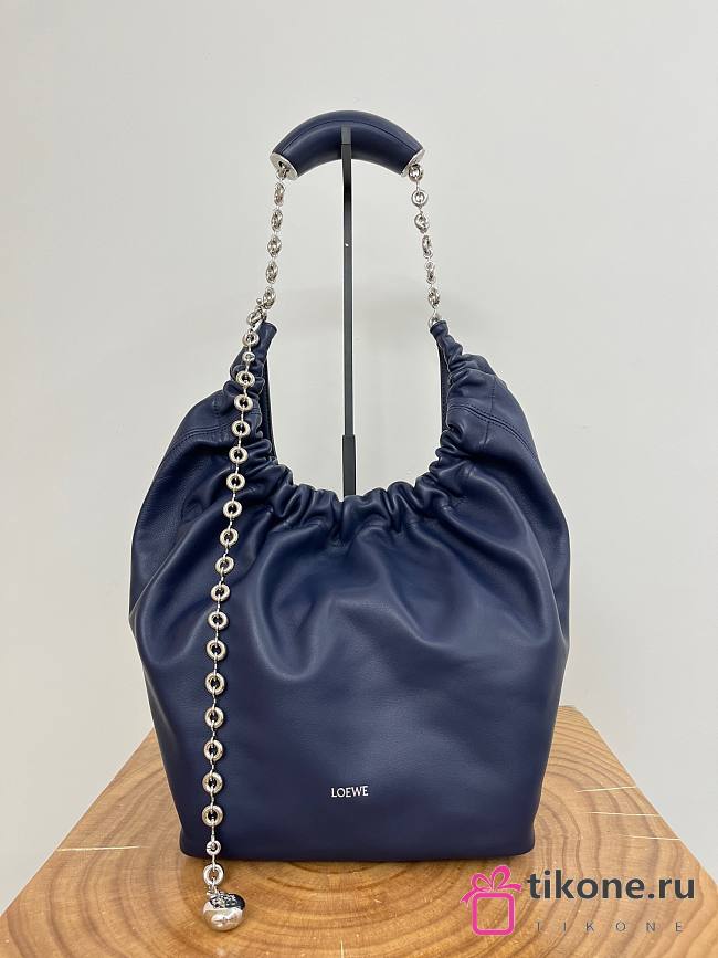 Loewe Medium Squeeze Bag In Mellow Nappa Lambskin Navy Blue - 34x30x13.5cm - 1