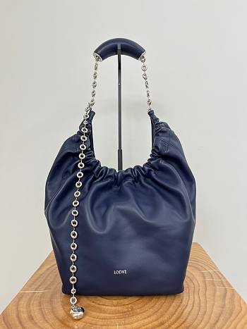 Loewe Medium Squeeze Bag In Mellow Nappa Lambskin Navy Blue - 34x30x13.5cm