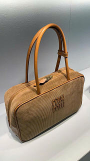 Miumiu Beau Corduroy Top Handle Bag Cinnamon - 34x20x10cm - 4