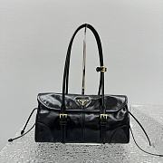 Prada Medium Leather Shoulder Bag Black - 31x15x12cm - 1