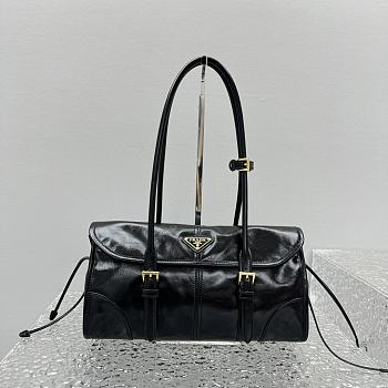 Prada Medium Leather Shoulder Bag Black - 31x15x12cm