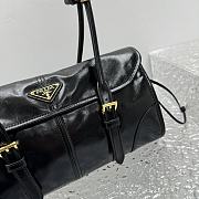 Prada Medium Leather Shoulder Bag Black - 31x15x12cm - 4