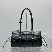 Prada Medium Leather Shoulder Bag Black - 31x15x12cm - 2