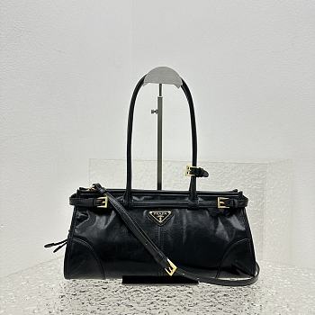 Prada Medium Leather Handbag Black - 32x15.5x12cm