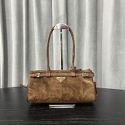 Prada Medium Suede Handbag Brown - 32x15.5x12cm - 1