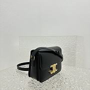 Celine Teen Triomphe Bag In Shiny Calfskin Black - 18.5x13.5x7cm - 6