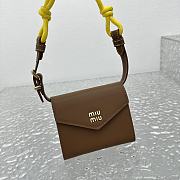 Miumiu Leather Wallet With Leather And Cord Shoulder Strap Brown Yellow - 10.5x8.5cm - 3