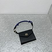 Miumiu Leather Wallet With Leather And Cord Shoulder Strap Black Navy Blue - 10.5x8.5cm - 3