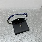 Miumiu Leather Wallet With Leather And Cord Shoulder Strap Black Navy Blue - 10.5x8.5cm - 2