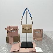 Miumiu Leather Wallet With Leather And Cord Shoulder Strap Beige Blue - 10.5x8.5cm - 1