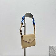 Miumiu Leather Wallet With Leather And Cord Shoulder Strap Beige Blue - 10.5x8.5cm - 5